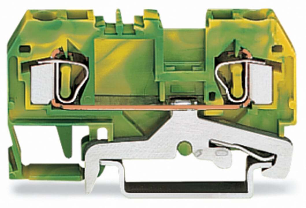 281-907 Ground Terminal Block, 800 V AC, 32 A, 28 to 12 AWG Wire, DIN Rail Mount