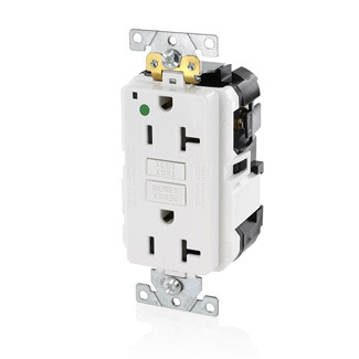 MGFN2-HGW SmartlockPro Slim Duplex Feed Through Self-Test GFCI Receptacle, 125 V AC, 20 A, 2 Poles, 3 Wires, White