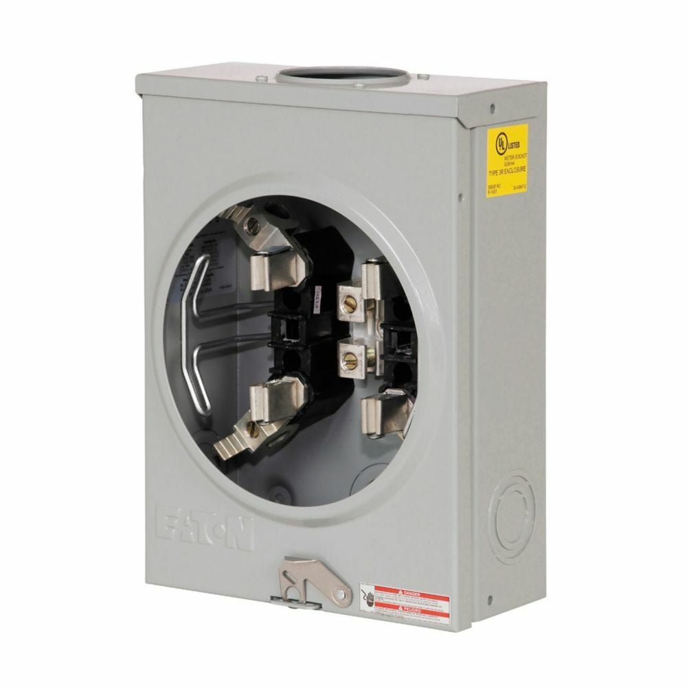 UHTRS101BE Meter Socket, 1 Position, Residential, 125 Amp, OH, 3-5/16 inch Hub Opening, #8-2/0 AWG, 4 Jaw, 1 Phase, #8-2/0 AWG, Horn Bypass, Ground Connector #14-#2 Copper, Triplex, 3 Wire, Ringless, 600V