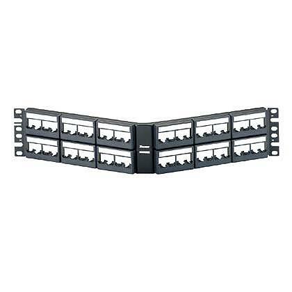 CPPLA48WBLY Mini-Com PanNet 2RU Angled Unloaded Unshielded Front Access Modular Patch Panel, 48 Ports, Cold Rolled Steel