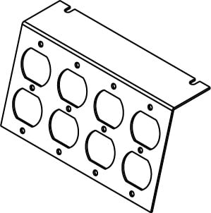 P8105-4DP Power Plate, 2 Gangs, Die Cast Zinc