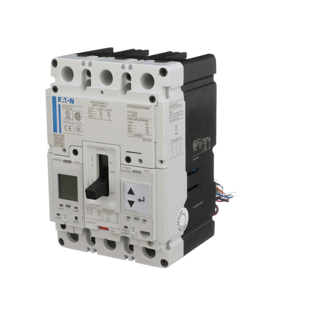 PDG23G0225P2MN PDG2 PD2 Global Ratings, 600 V AC, 225 A, 35 kA interrupt, 3 poles, Electronic Trip trip