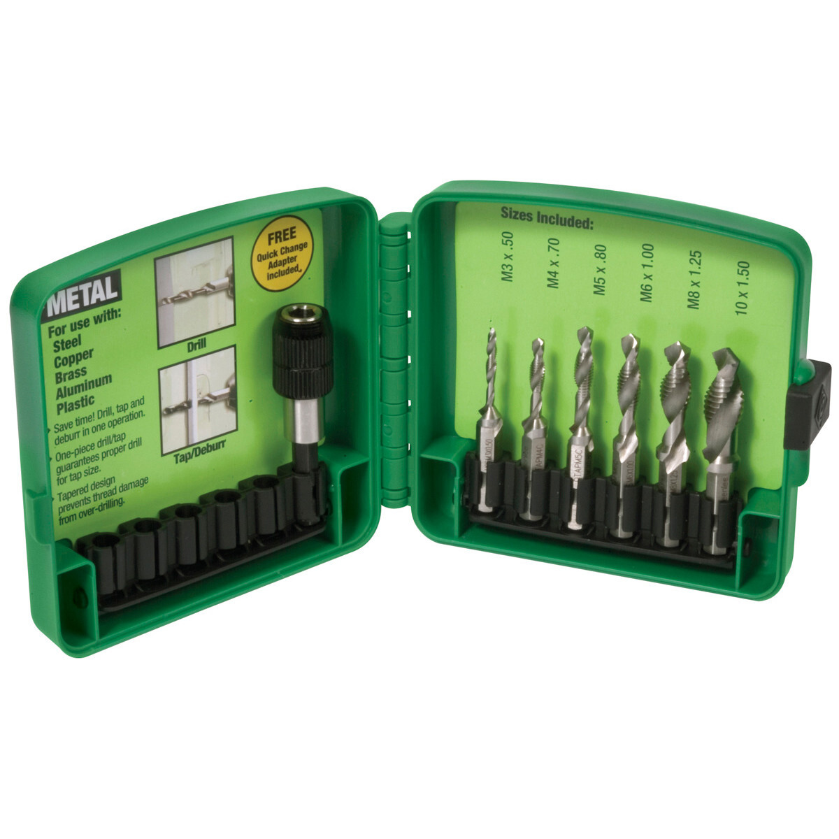 DTAPKITM Drill/Tap Kit, 6 Pieces, M3 to M10 Thread