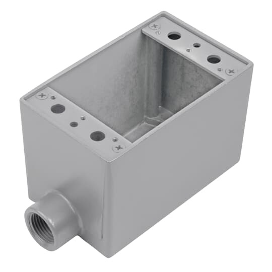 AFS-1 T&B Type FS Dead End Shallow Style Device Box, Die Cast Aluminum, 21.6 cu-in Capacity, 1 Gangs, 1 Outlets, 1 Knockouts, 2-13/16 in W x 2-1/16 in D x 4-9/16 in H