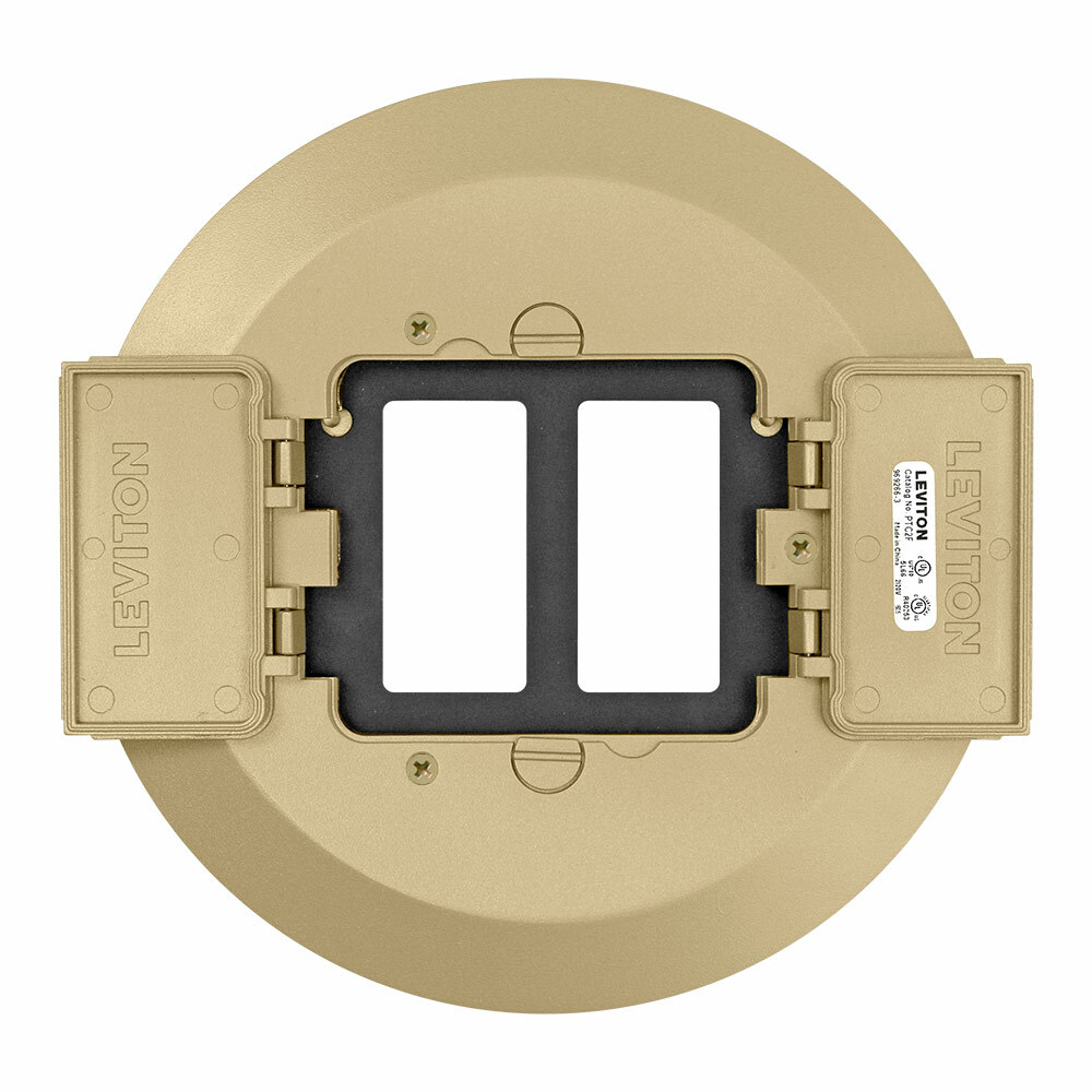 PTC2F-B Traditional Poke-Through Cover, 8.38 in Dia, Double Hinged Flip Lid Cover, Aluminum