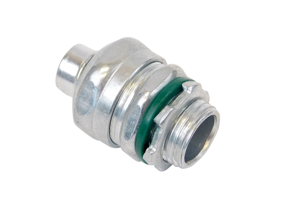 LT200STLKON Non-Insulated Standard Straight Liquid Tight Connector, 2 in Trade, Steel, Zinc Plated