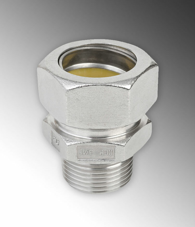 S61000MC00 Compression Male Conduit Connector, 1 in Trade, For Use With Rigid/IMC Conduits, 316 Stainless Steel, #4 Polished