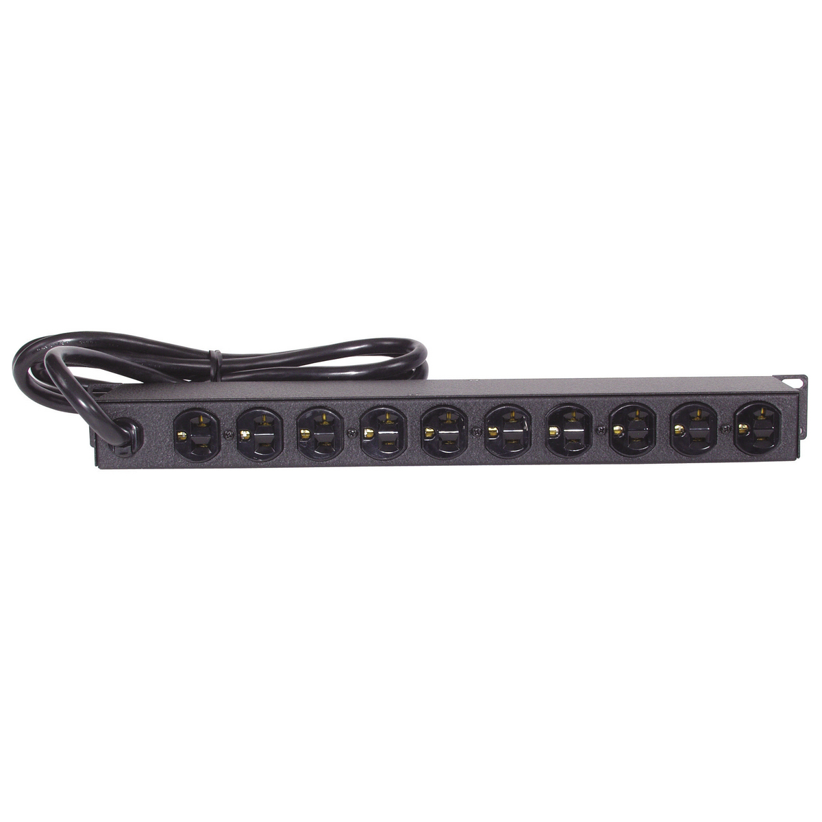 HPWPWR Horizontal Non-Controlled Portable Power Outlet Strip, 125 V AC, 15 A, 10 Outlets, Surface Mount