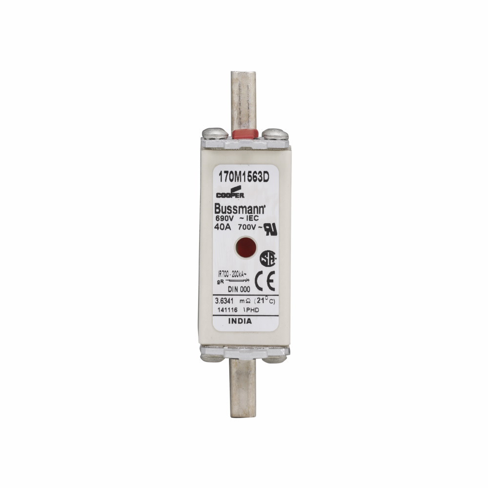 170M1563D Semi-Conductor High Speed Fuse, 40 A, 690 V, 200 kA Interrupt, Class: gR, Square Body