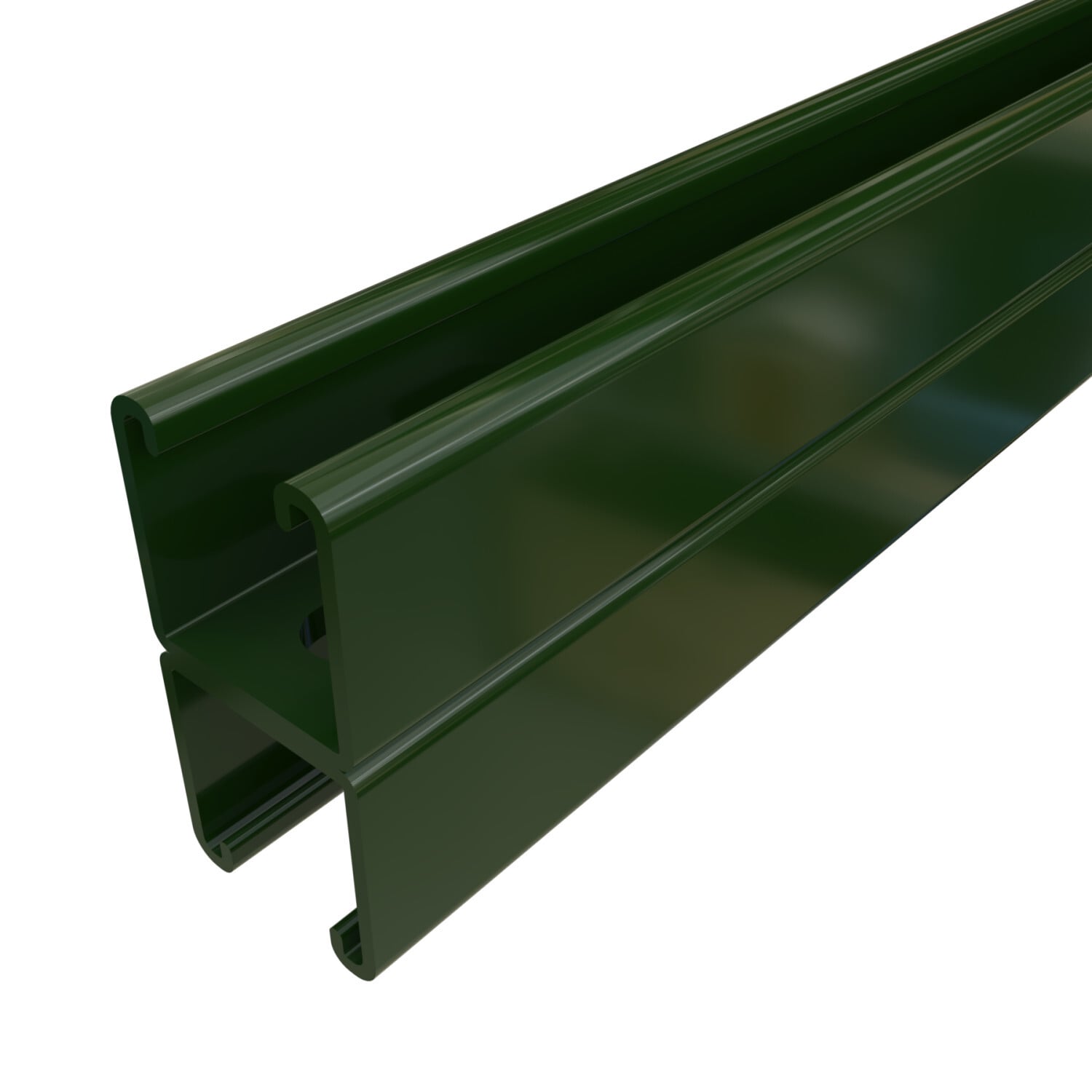 P1001T-10GR P1000 Back to Back Slotted Channel, 10 ft L 1-5/8 in W 3-1/4 in D 12 ga THK, Low Carbon Steel, Perma-Green III, Domestic