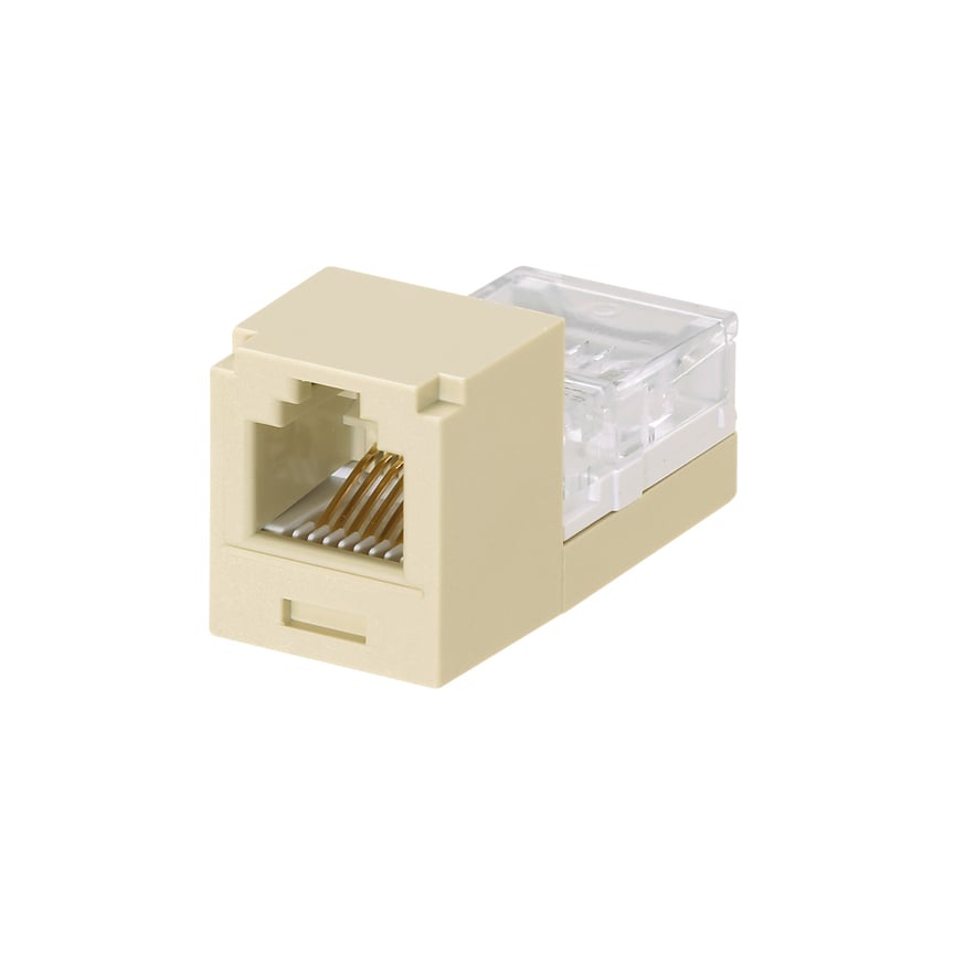 CJ66EIY PanNet Mini-Jack 1-Slot 6-Position 6-Wire Lead Frame Universal Unshielded Jack Module, Cat 3/Mini-Com Module, Surface Mount, 1 Port, ABS, Electric Ivory