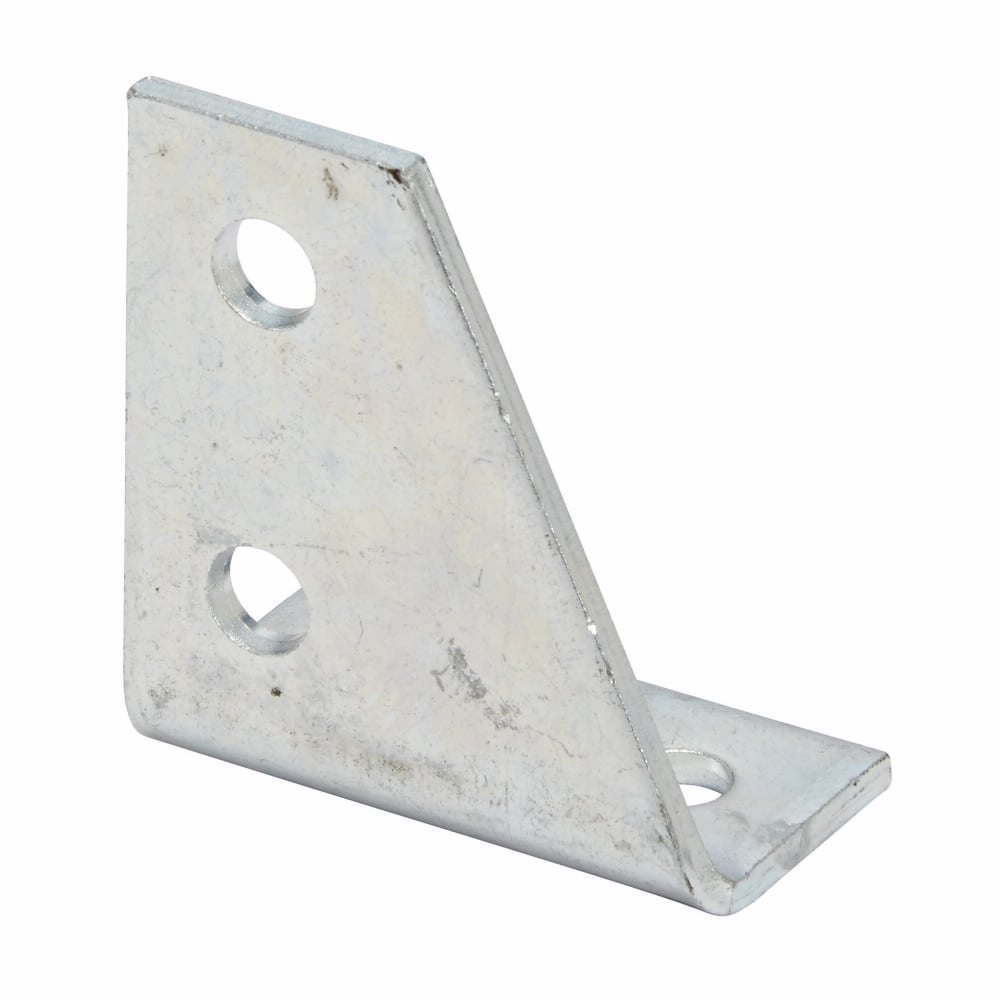 B134RZN 90 deg Right Hand Gusseted Corner Angle, 4 Holes, 3-1/2 in L x 1-7/8 in W x 7/32 in THK, Steel