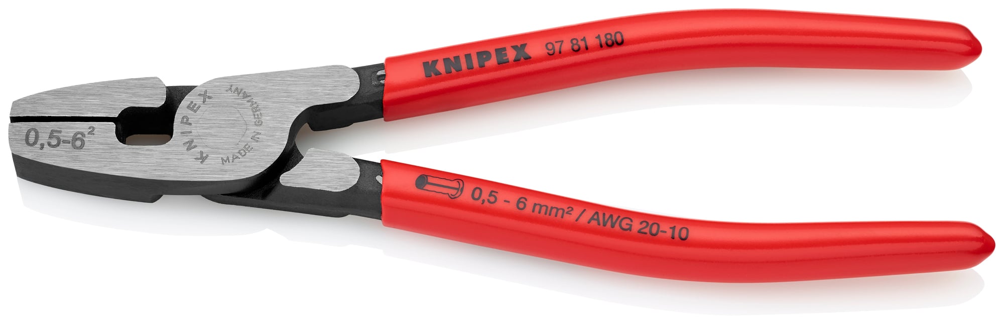 Crimping Pliers for Wire Ferrules, 7 1/4 in., Trapezoidal Crimp