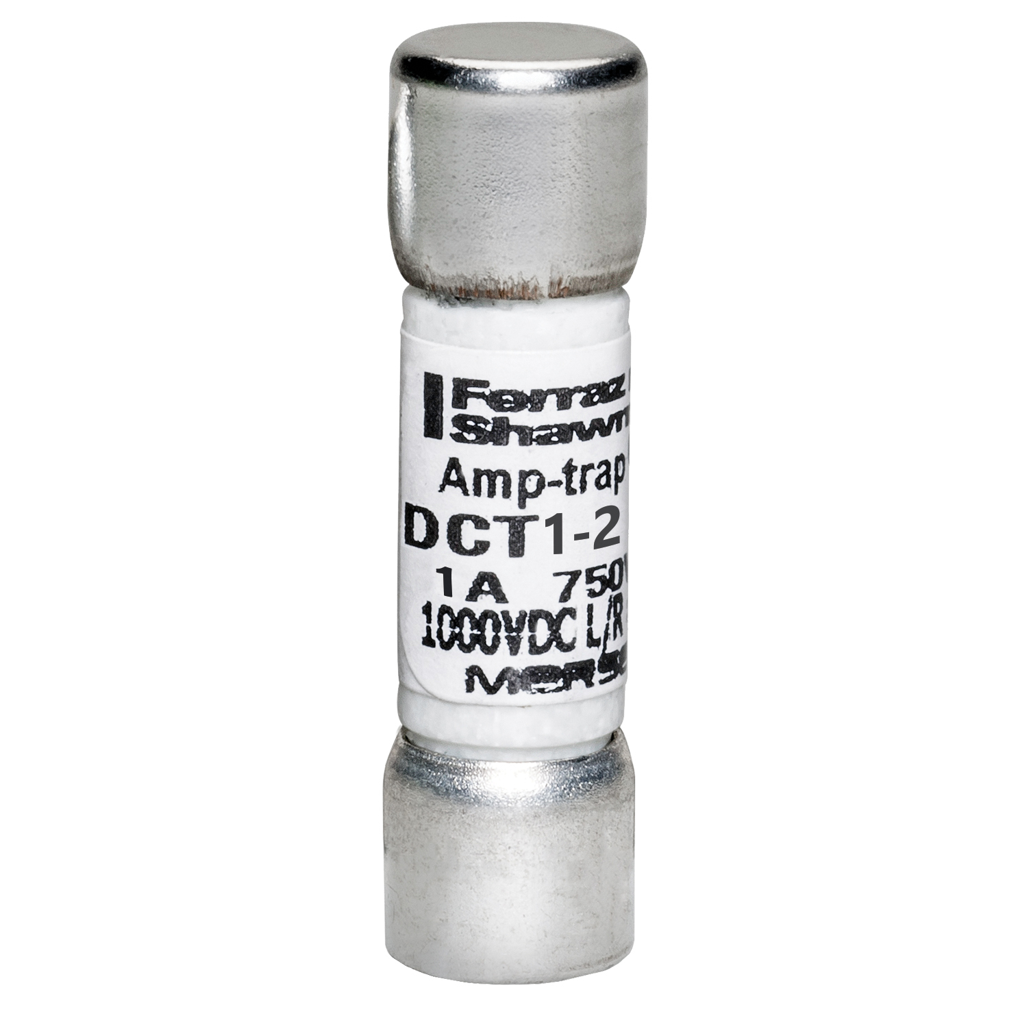 DCT1-2 DCT Fast Acting Low Voltage Special Purpose Fuse, 1 A, 750 V AC/1000 V DC, 50/100 kA Interrupt, Class: Midget, Cylindrical Body
