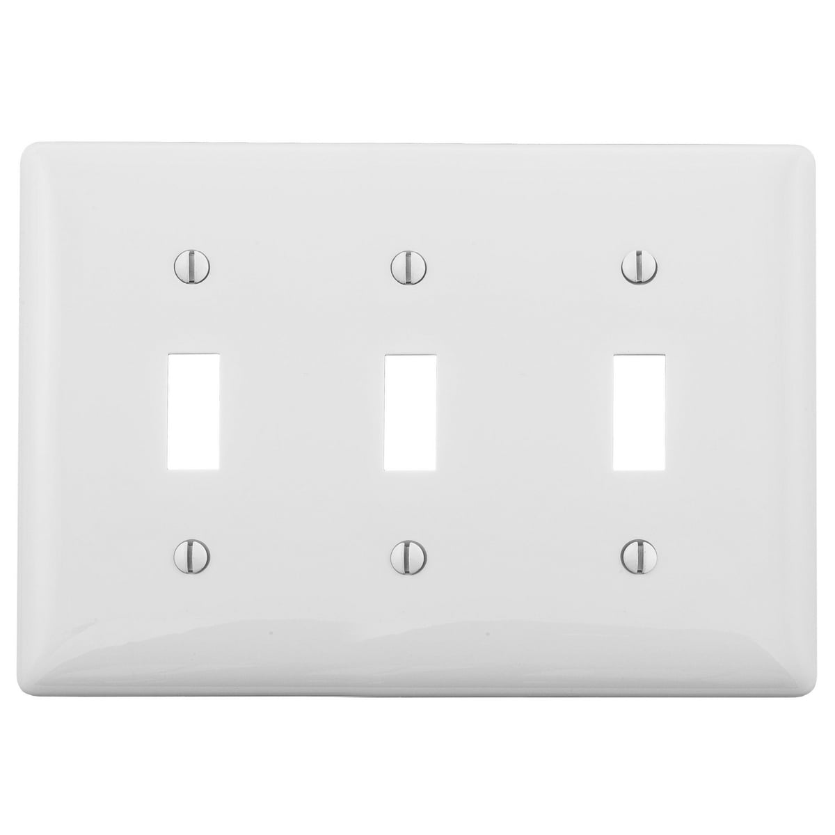 NP3W Standard Wall Plate, 3 Gangs, 6.5 in W x 4.62 in H x 0.25 in D, Nylon, White