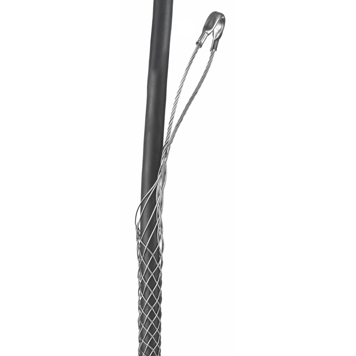 02402044 Lace Closing Split Mesh Single Offset Eye Standard Duty Woven Screw Mount Support Grip, 4375 lb Breaking Strength, 1.7 to 2 in Cable, Stainless Steel, Metallic