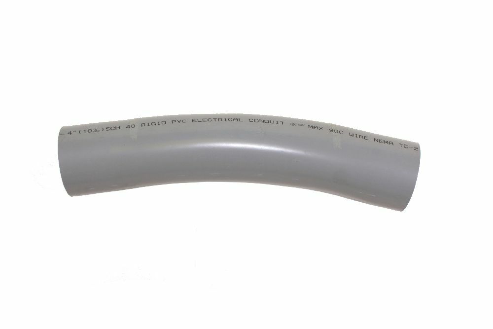 068520 Plain End Spigot Conduit Sweep, 4 in Dia, 22.5 deg, 36 in Radius, PVC
