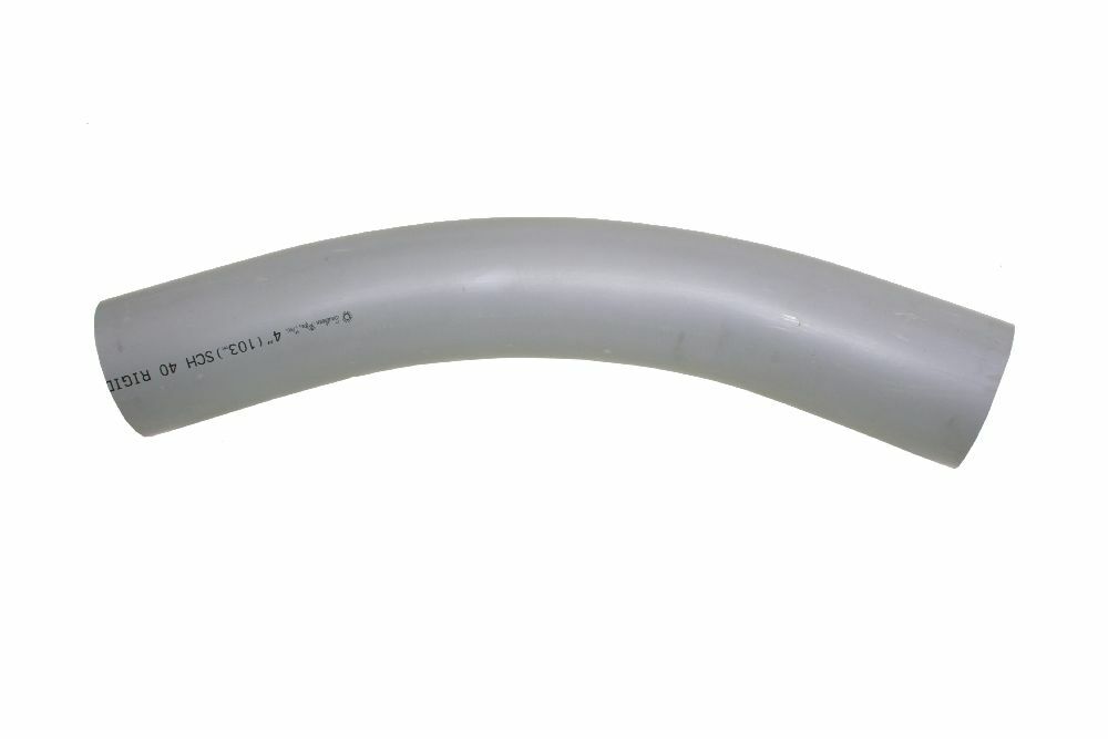 068829 Plain End Spigot Conduit Sweep, 4 in Dia, 45 deg, 24 in Radius, PVC