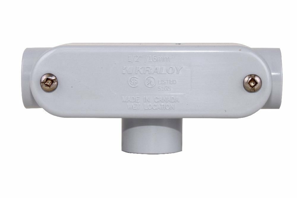 078176 Type T Conduit Body, 1/2 in Hub, 4.1 cu-in, PVC
