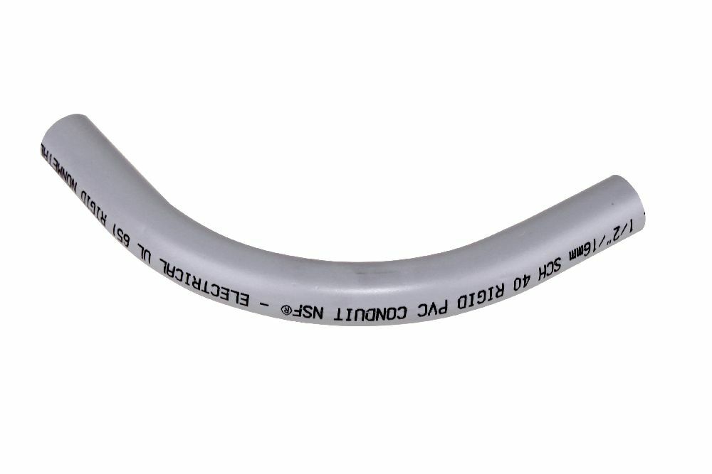 078540 Spigot Standard Radius 99 Conduit Elbow, 1/2 in Trade, 90 deg, PVC