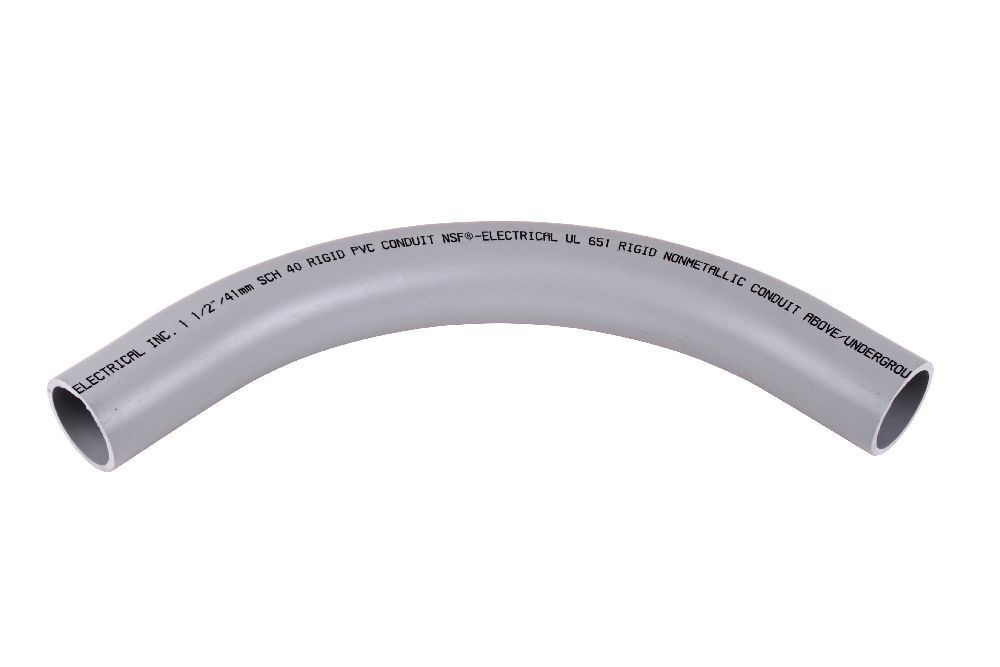 078544 Spigot Standard Radius 99 Conduit Elbow, 1-1/2 in Trade, 90 deg, PVC