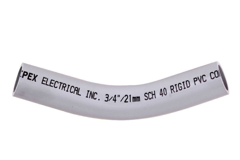 078553 Spigot Standard Radius 99 Conduit Elbow, 3/4 in Trade, 45 deg, PVC