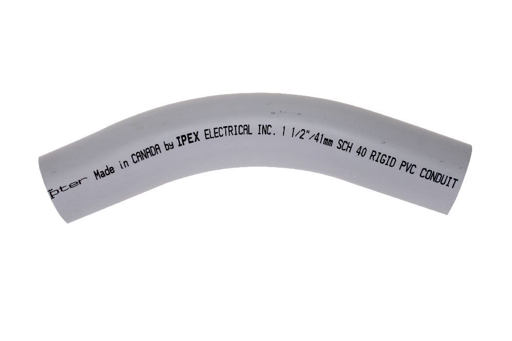 078556 Spigot Standard Radius 99 Conduit Elbow, 1-1/2 in Trade, 45 deg, PVC