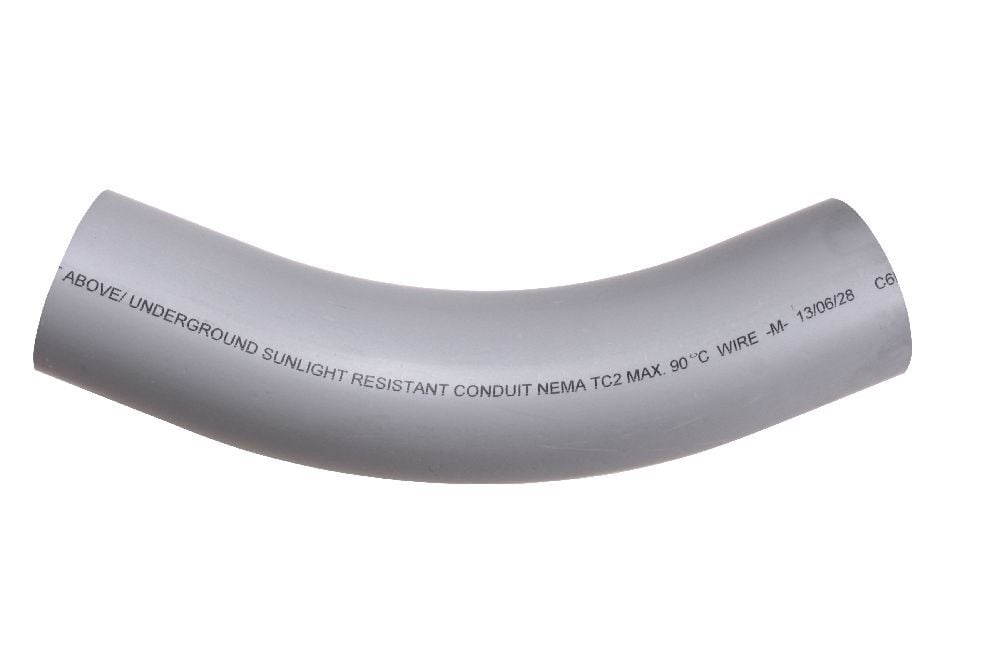 078561 Spigot Standard Radius 99 Conduit Elbow, 4 in Trade, 45 deg, PVC