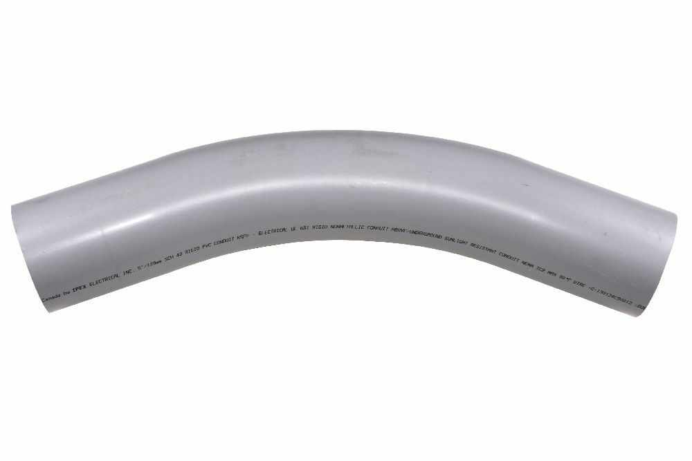 078562 Spigot Standard Radius 99 Conduit Elbow, 5 in Trade, 45 deg, PVC