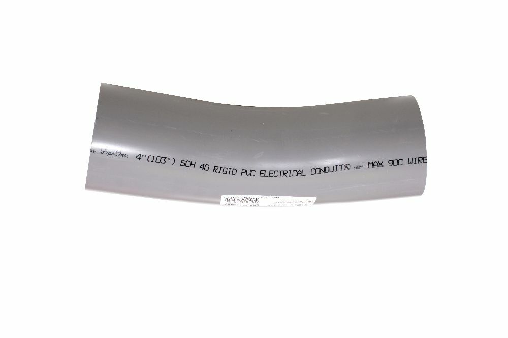 078585 Spigot Standard Radius 99 Conduit Elbow, 4 in Trade, 22-1/2 deg, PVC