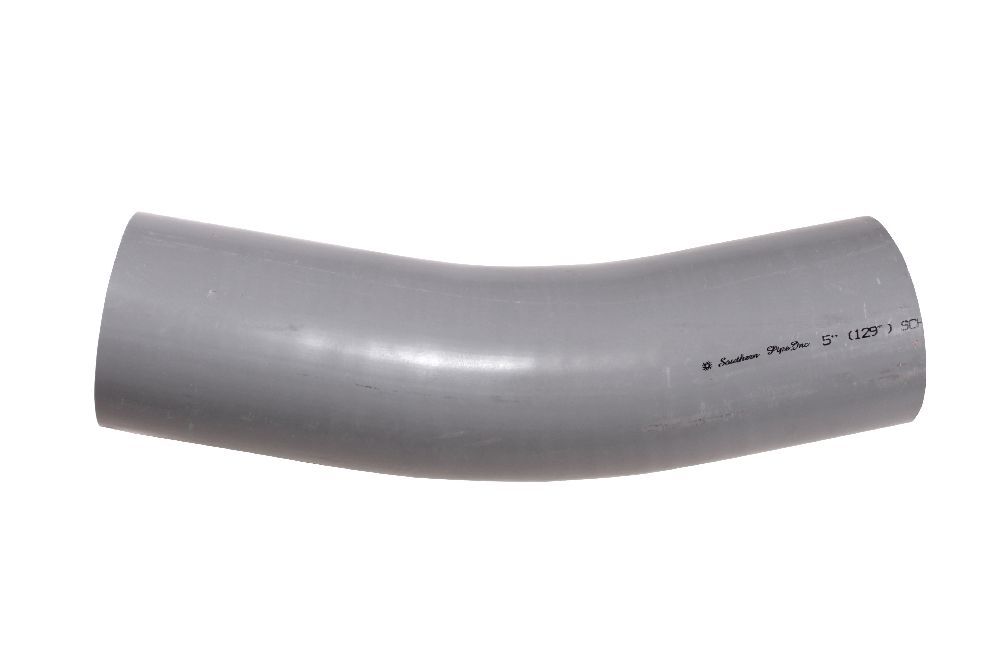 078586 Spigot Standard Radius 99 Conduit Elbow, 5 in Trade, 22-1/2 deg, PVC