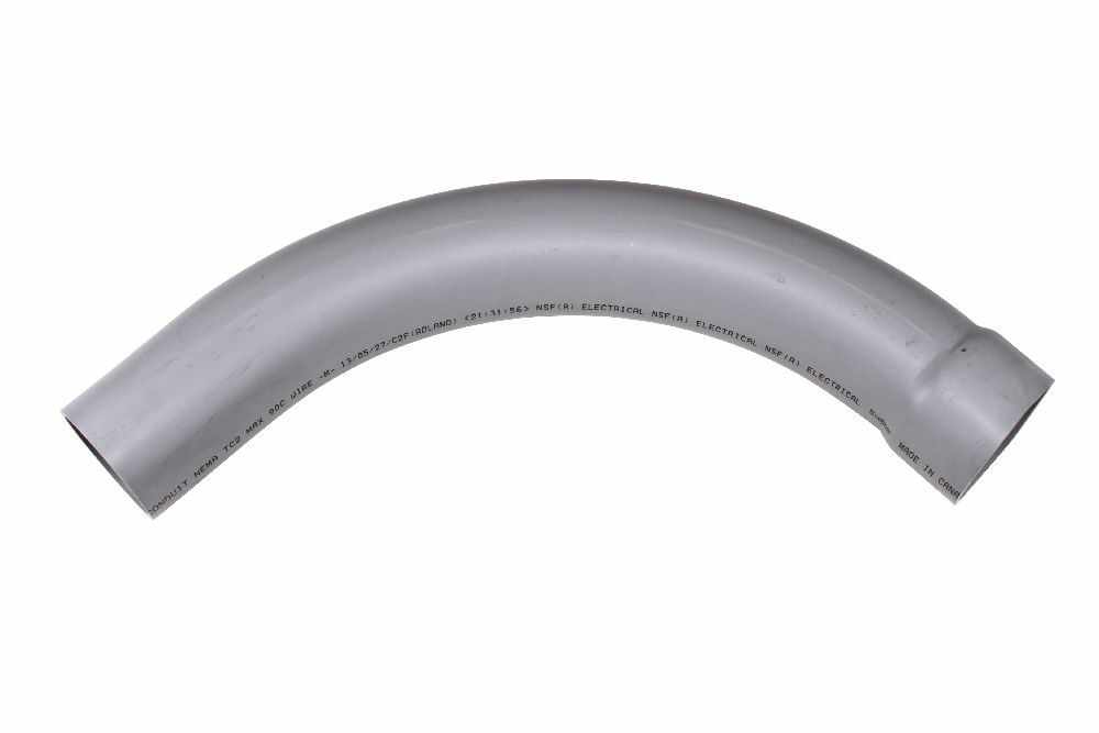 078597 Bell End x Spigot Standard Radius 99 Conduit Elbow, 4 in Trade, 90 deg, PVC