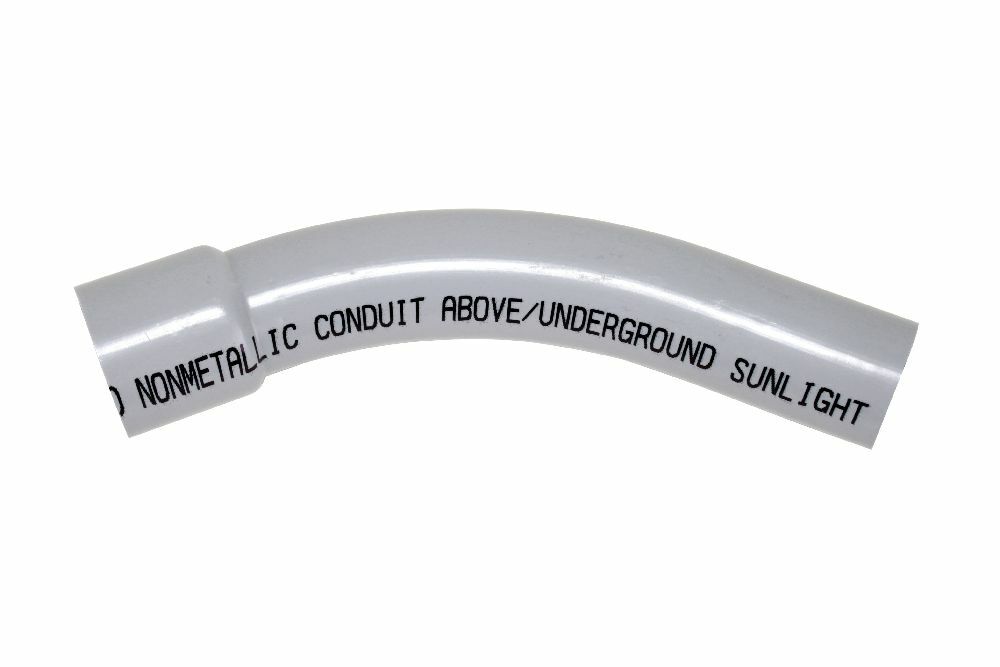 078602 Bell End x Spigot Standard Radius 99 Conduit Elbow, 1 in Trade, 45 deg, PVC