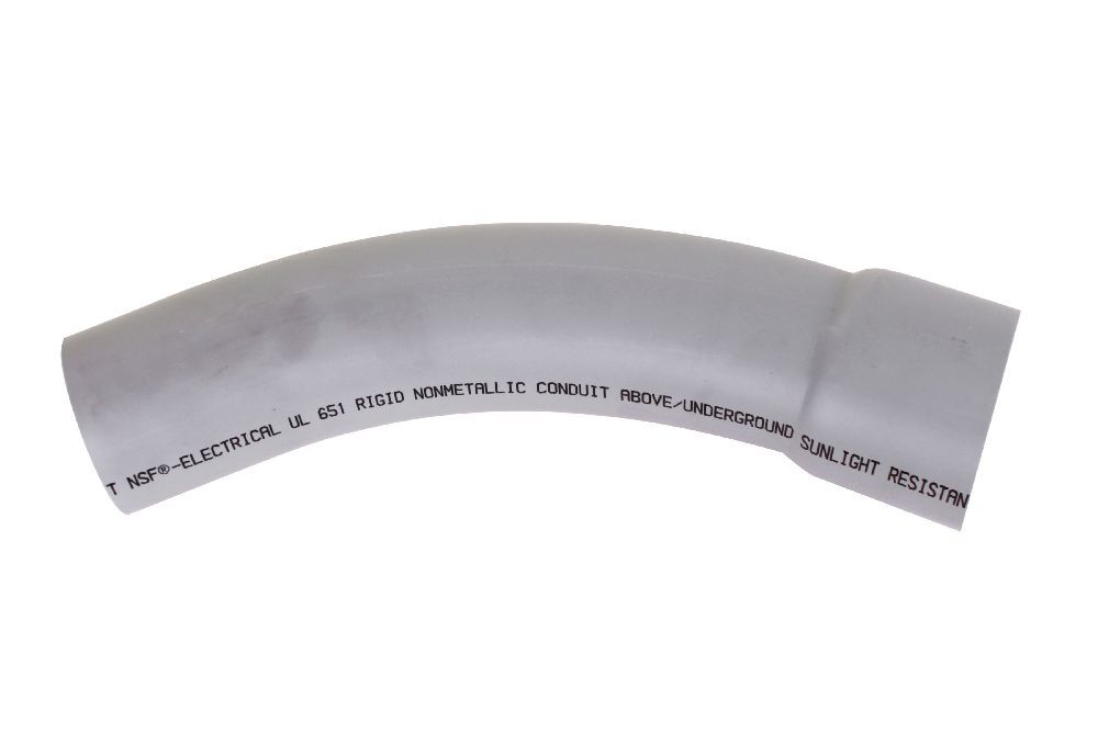 078605 Bell End x Spigot Standard Radius 99 Conduit Elbow, 2 in Trade, 45 deg, PVC