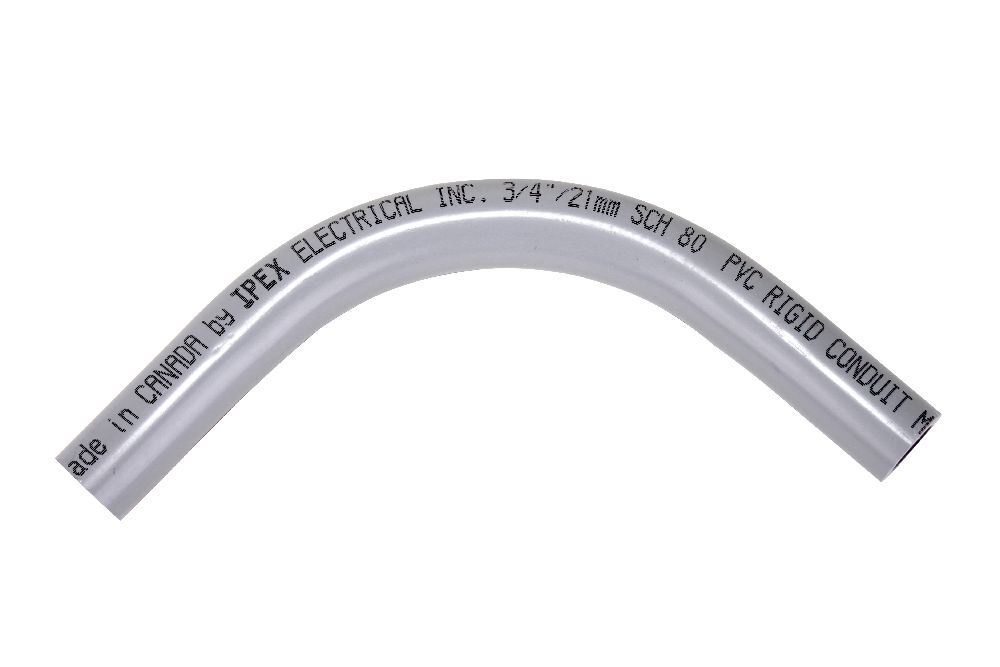 078621 Spigot Standard Radius 99 Conduit Elbow, 3/4 in Trade, 90 deg, PVC