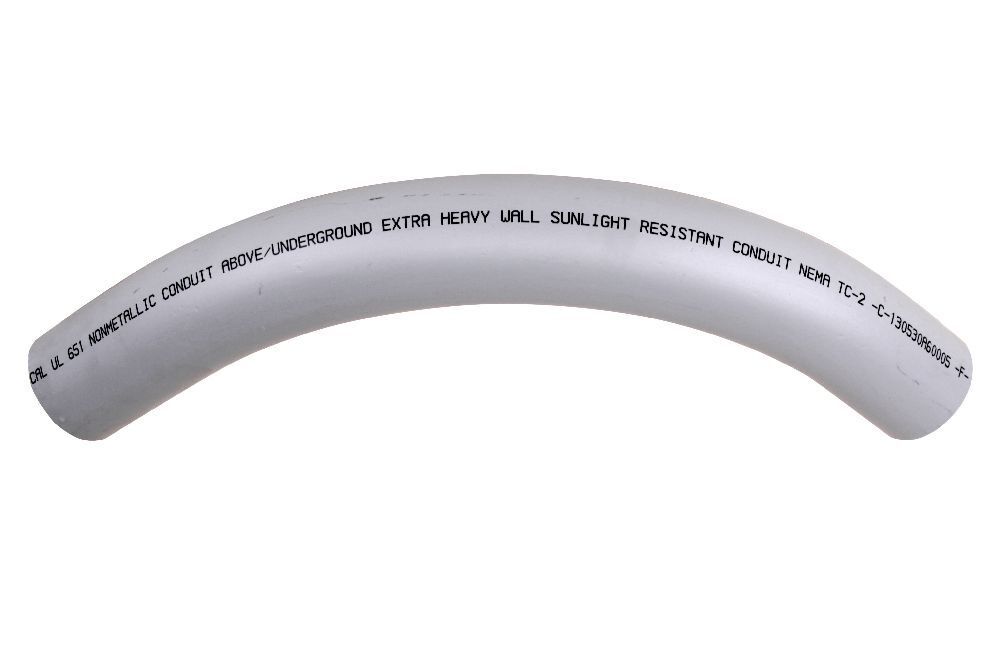 078624 Spigot Standard Radius 99 Conduit Elbow, 1-1/2 in Trade, 90 deg, PVC
