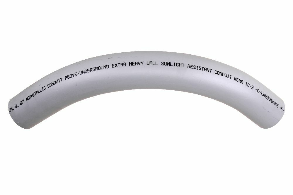 078625 Spigot Standard Radius 99 Conduit Elbow, 2 in Trade, 90 deg, PVC