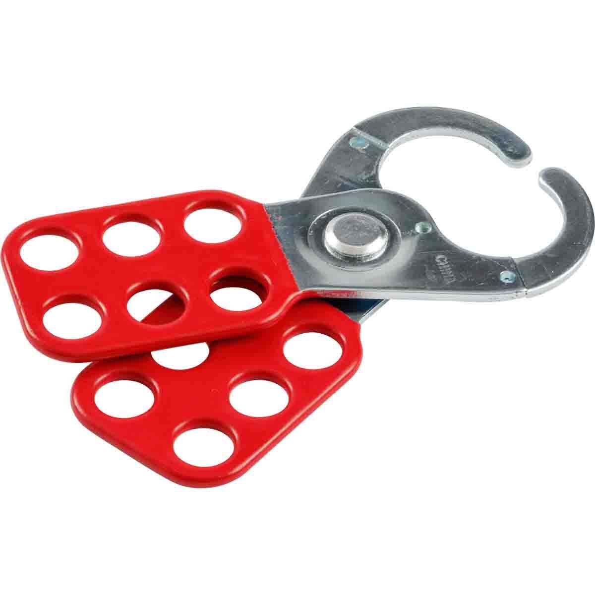 133161 Safety Lockout Hasp, 6 Padlocks, 0.4 in Dia Max Padlock Shackle, Steel