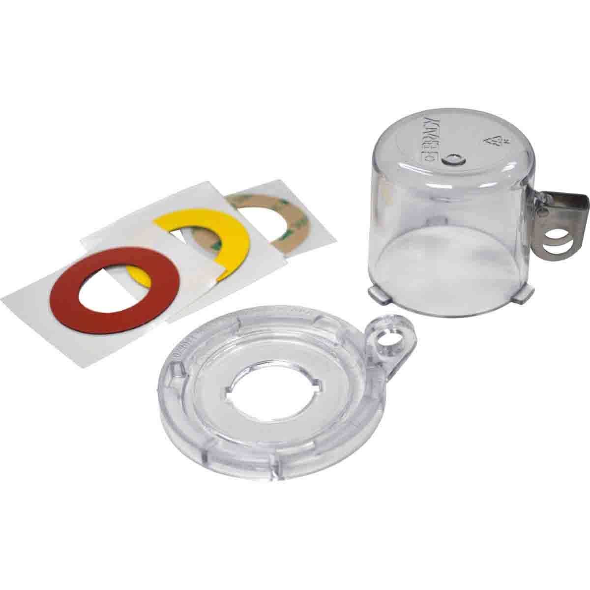 139795 Electrical Risk Pushbutton Lockout Device, For Use With IEC and NEMA 22 mm Pushbutton, 1 Padlocks, 0.32 in Dia Max Padlock Shackle, Polycarbonate, Clear