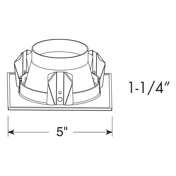 13SQ WH Line Voltage Square Pinhole Trim, 4 in ID x 5 in OD, Incandescent Lamp, For Use With IC1, TC1 and IC1RLED Series Housing