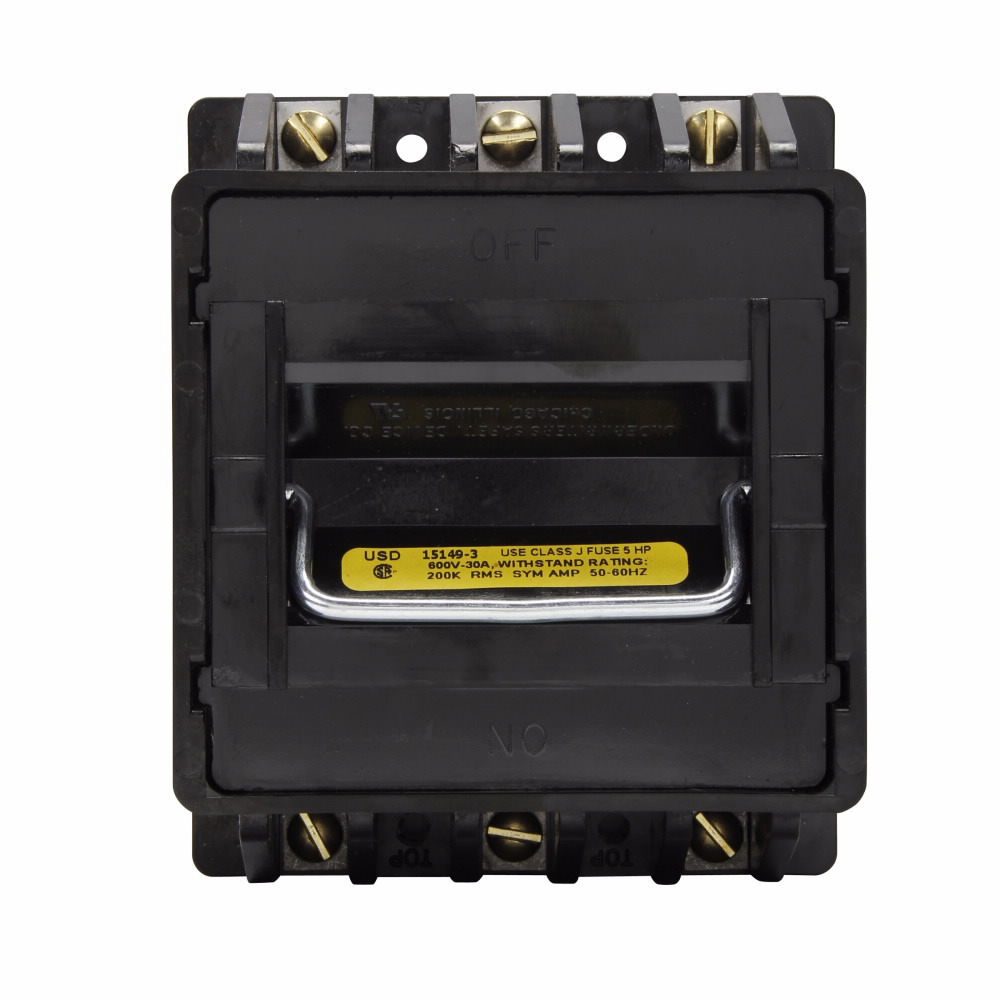 15149-3 Enclosed Dead Front Fused Pullout Disconnect Switch, 600 V, 0 to 30 A, 3 Poles