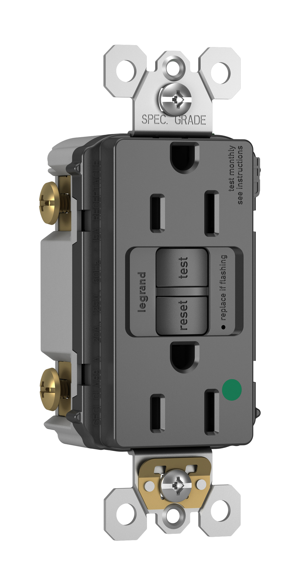 1597HGTRBK  15 Amp Duplex GFCI Receptacles with SafeLock Protection, Black
