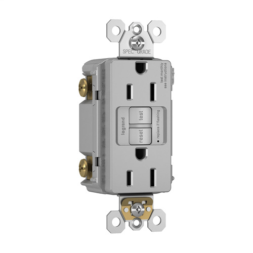 1597TRGRY radiant 15 Amp Duplex GFCI Receptacle SafeLock Protection, Gray