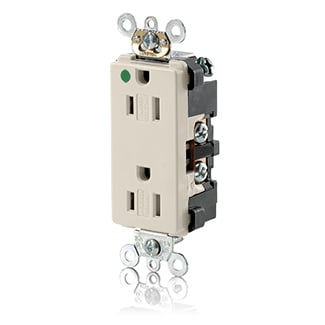 16262-SGT Decora Plus Duplex Tamper Resistant Straight Blade Receptacle, 125 V AC, 15 A, 2 Poles, 3 Wires, Light Almond