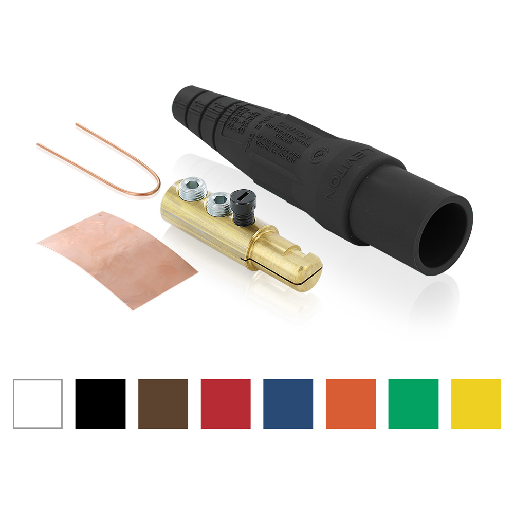 16D22-UE 1-Pole Cam Type Taper Nose Detachable Male Plug, 12 to 24 V AC/DC, 300 A, 2 to 2/0 AWG Wire, Double Set Screw, NEMA 3R
