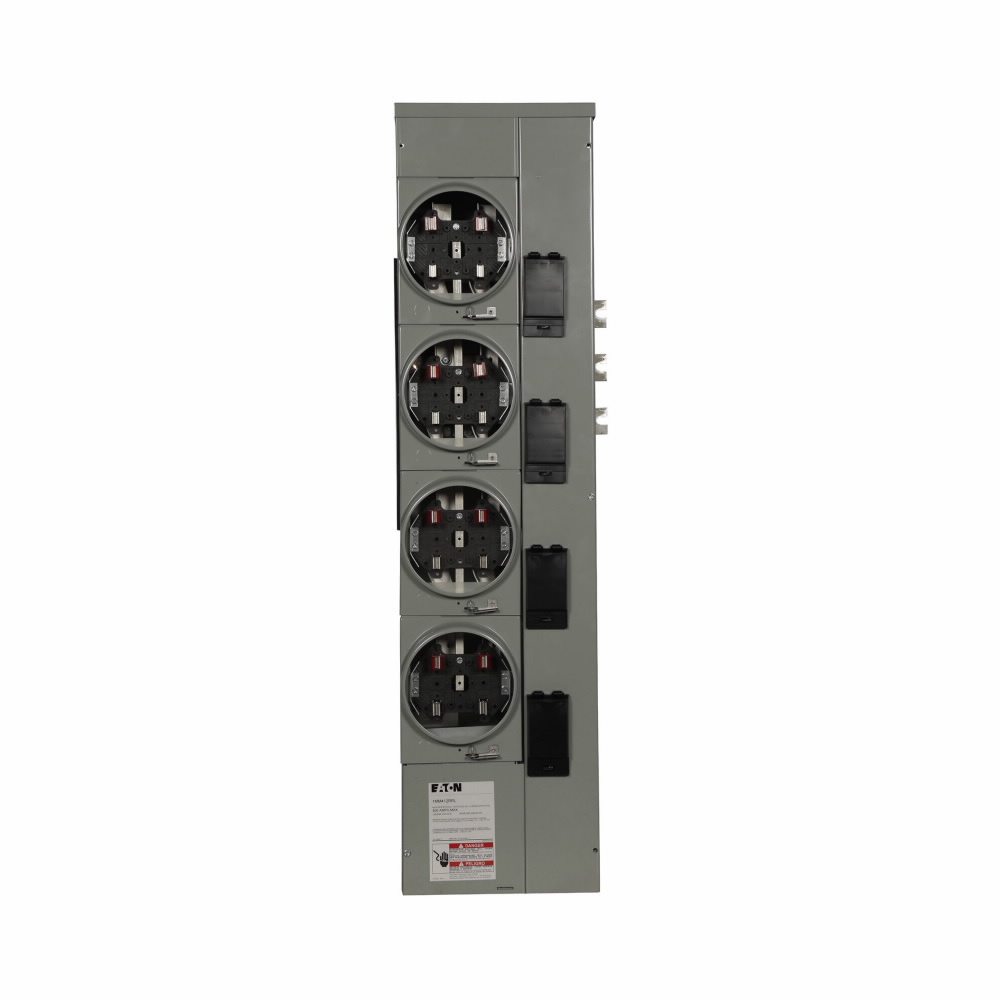 1MM412RRLP Residential Meter Stack, 125 Amp, Outdoor, 1 Phase in and 1 Phase out, 4 Socket, Aluminum, Ringless, 120/240V