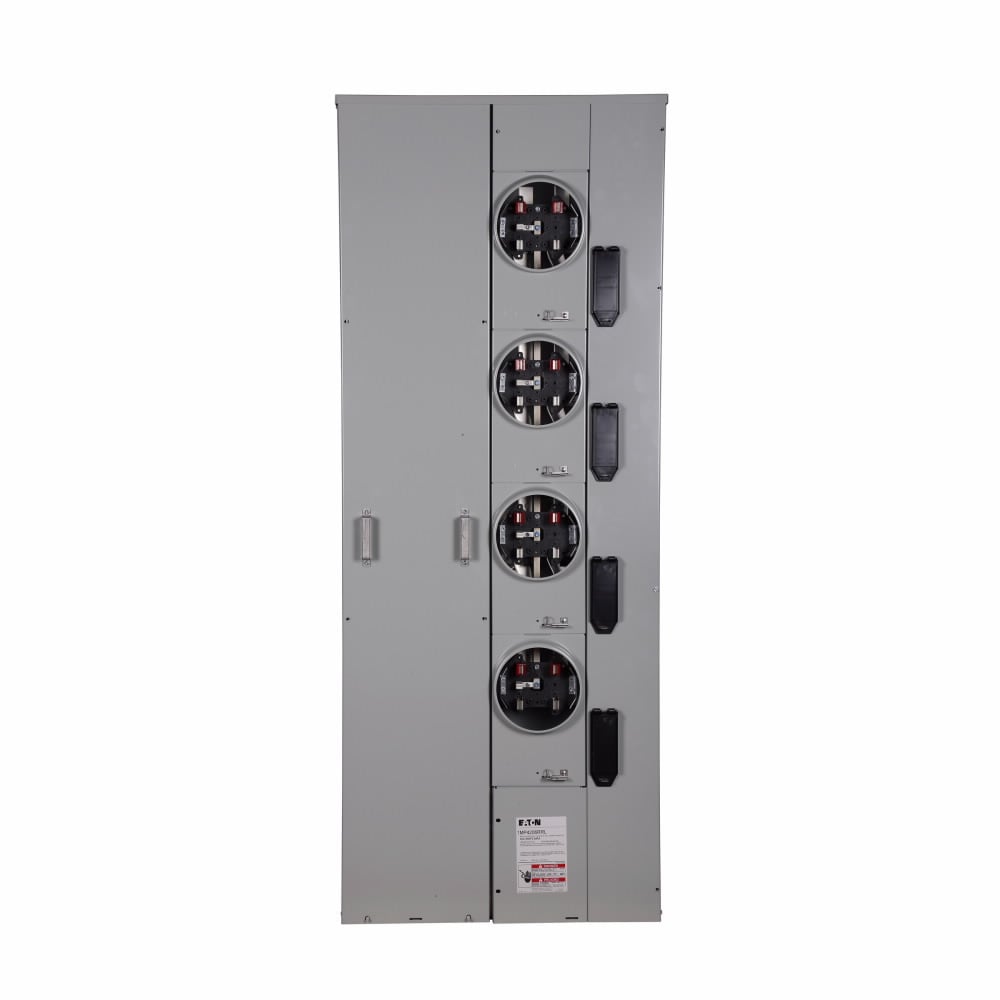 1MP4206RRLP Meter Pack Socket, 200 Amp, Aluminum, No Bypass, Indoor/Outdoor, Up to 100 kAIC, 5 Jaw, 4 Socket, 1 Phase in and 1 Phase out, Ringless, 120/240V