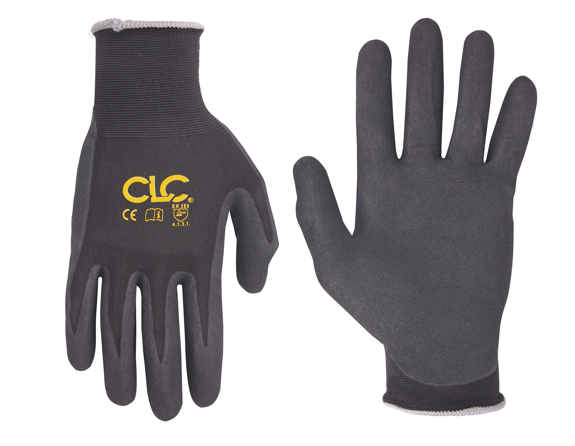 2038X General Purpose Gloves, Work, XL, Nitrile Polyurethane Palm, Nylon/Spandex, Black, Knit Wrist Cuff, Resists: Cut, Chemical and Puncture