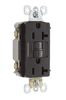 2097 radiant Duplex GFCI Receptacle, 20 Amp, SafeLock Protection, Brown