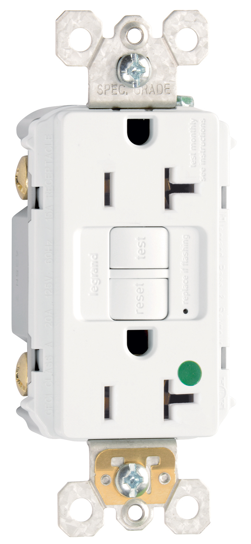 2097HGBK  20 Amp Duplex GFCI Receptacle SafeLock Protection, Black